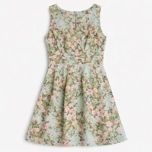 Forever 21 Mint Green Floral Fit & Flare Dress Size L